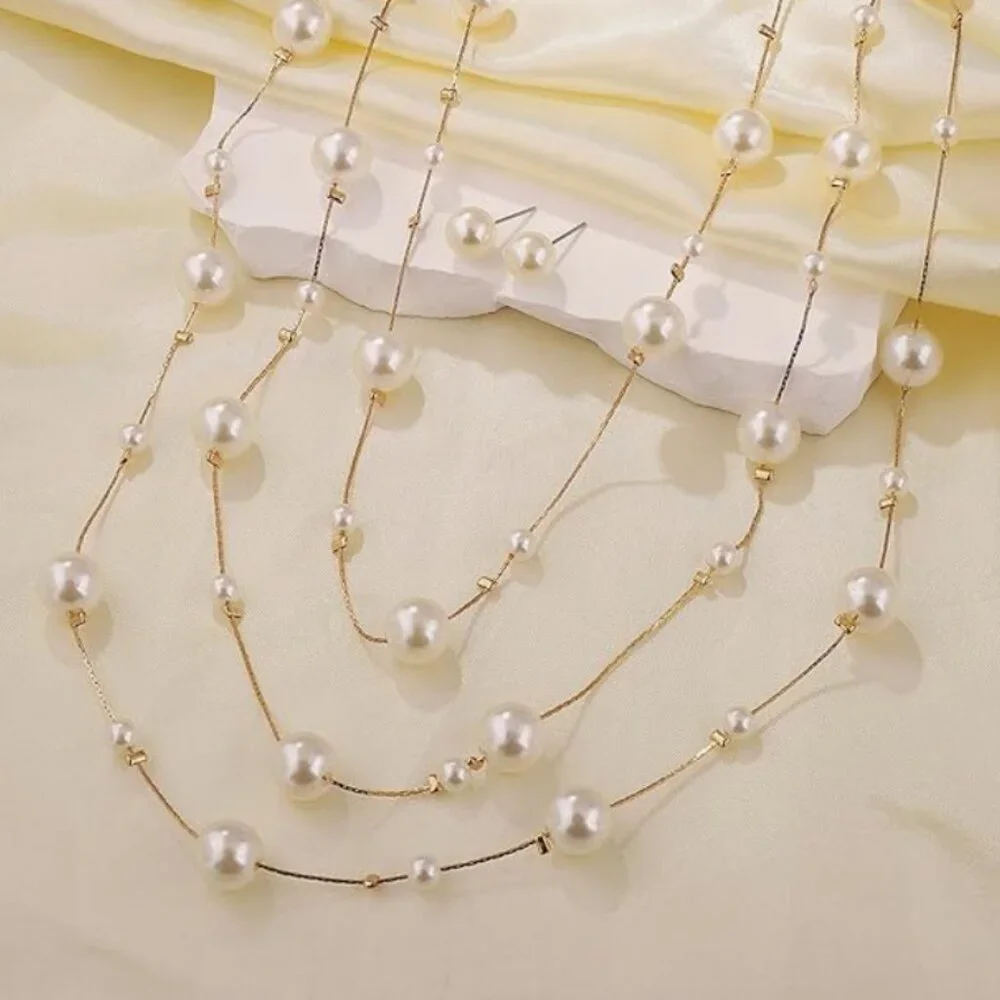 Pearl Earrings and Necklaces Set